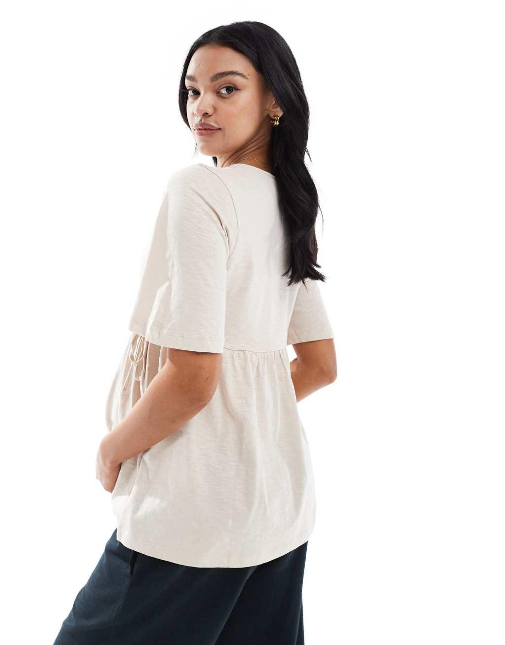 Mamalicious Maternity jersey wrap top in cream Product Image
