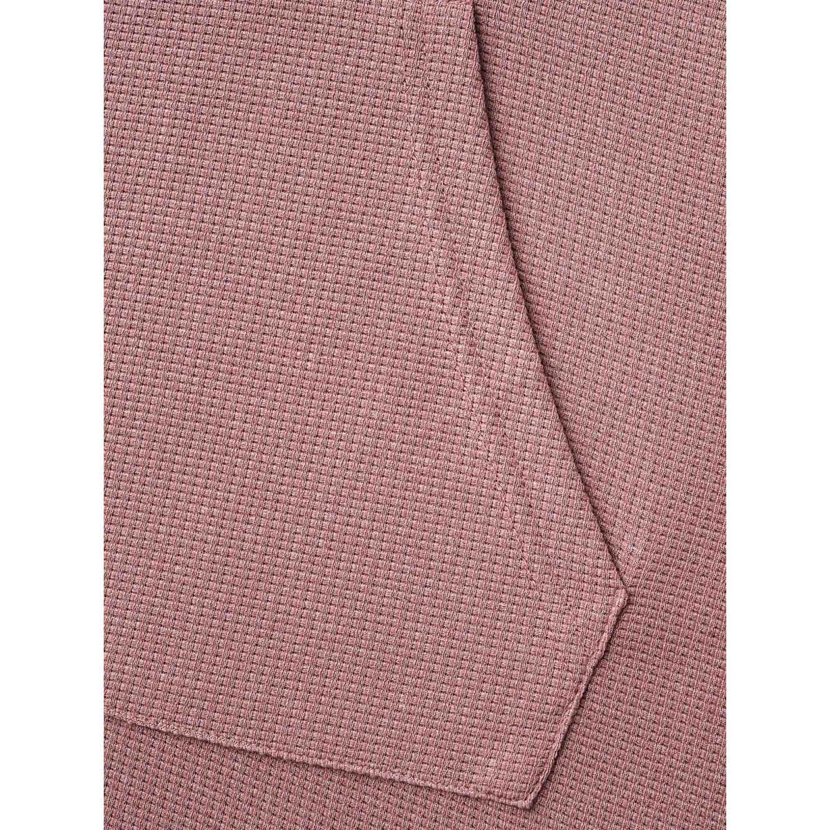 Plus Size Waffle Knit Hooded Drawstring Sweatshirt Women DustyPink Casual Texture Loose Hooded Everyday Sweatshirts BloomChic 10/M Product Image