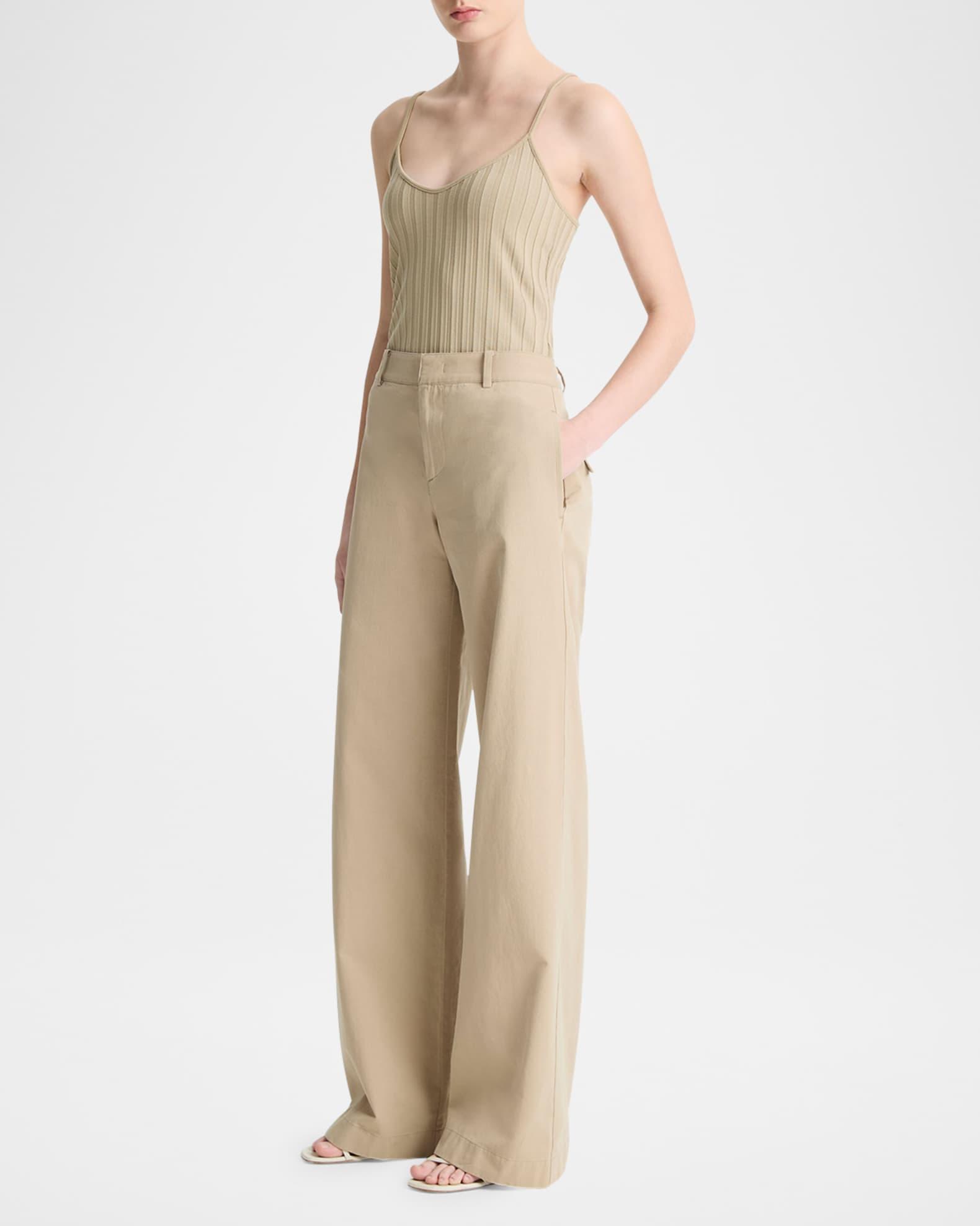 Mid-Rise Wide-Leg Cotton Trousers Product Image