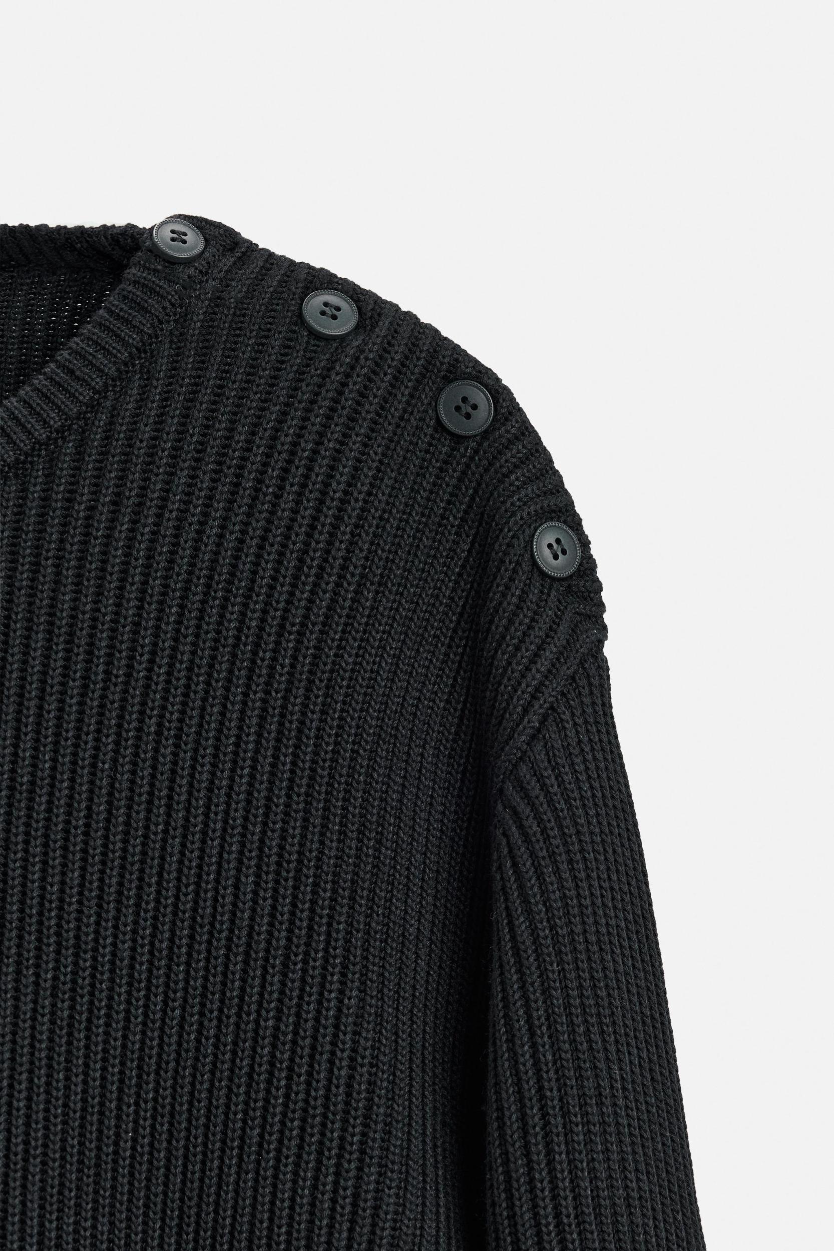 BUTTONED TEXTURED SWEATER Product Image