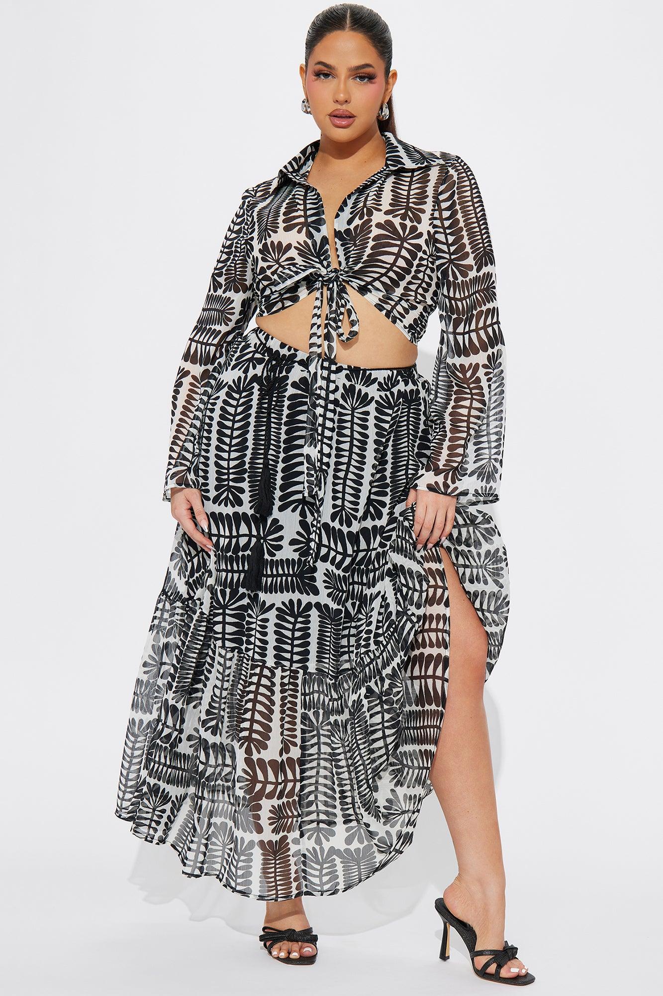 Another Vacation Skirt Set  - Black/White Product Image