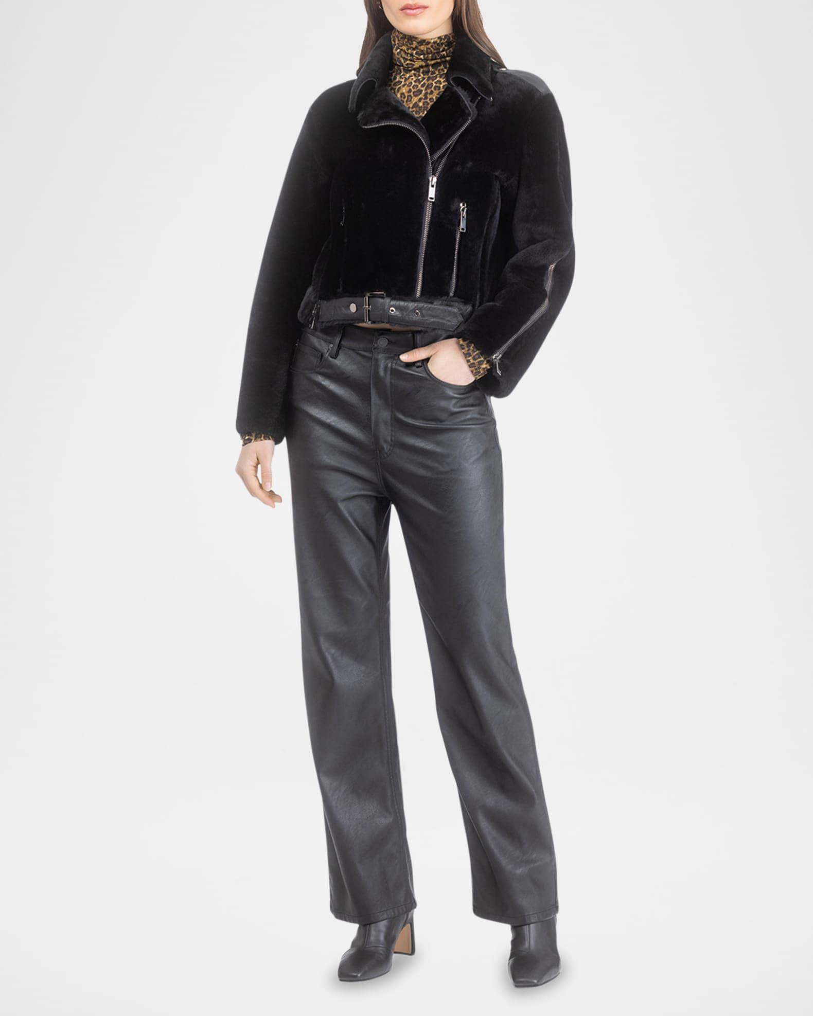 Shearling Lamb And Leather Moto Jacket Product Image