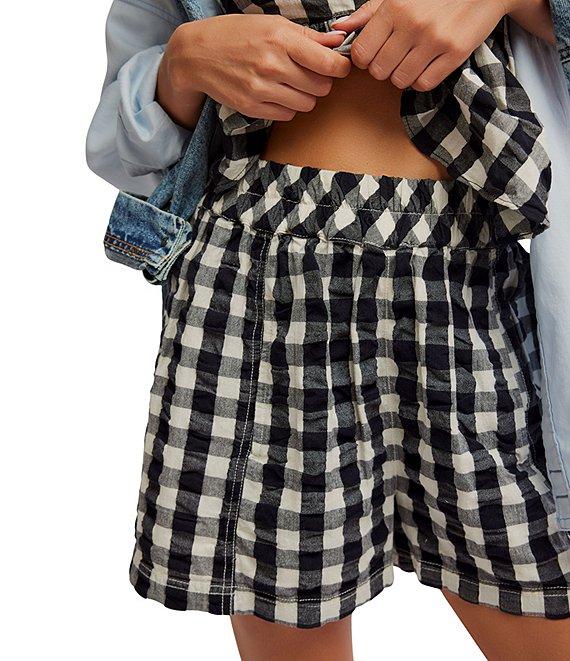 Free People Get Free Seersucker Gingham Coordinating Pull-On Shorts Product Image
