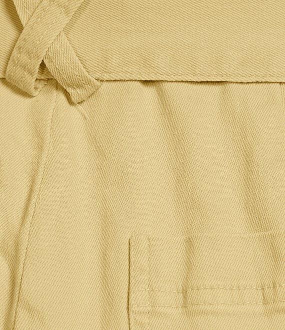 Skies Are Blue Washed Notch Collar Cuffed Short Sleeve Button Front Belted Utility Flight Suit Product Image