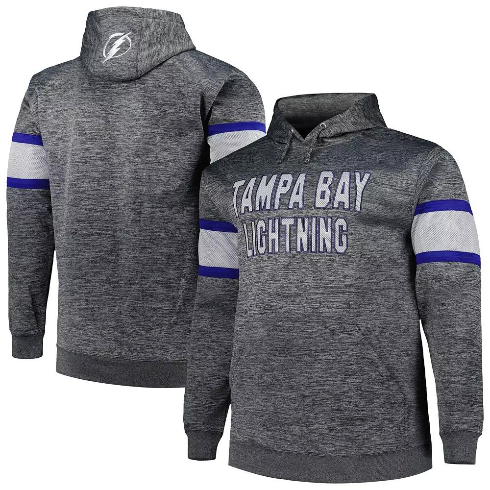 Men's Heather Charcoal Tampa Bay Lightning Big & Tall Stripe Pullover Hoodie,  Product Image