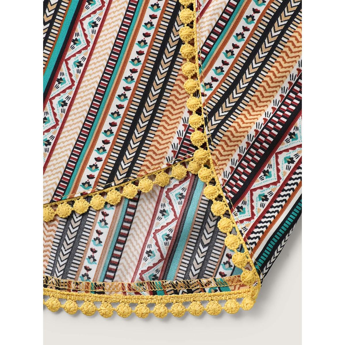 Plus Size Split Asymmetrical Hem Boho Pants Women Multicolor Boho Vacation Pants BloomChic 26/4X Product Image