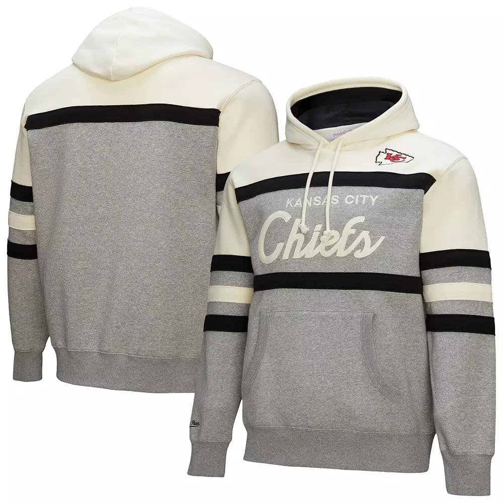 Men's Mitchell & Ness  Heather Gray Kansas City Chiefs Head Coach Vintage Logo Pullover Hoodie, Size: Large, Grey Product Image