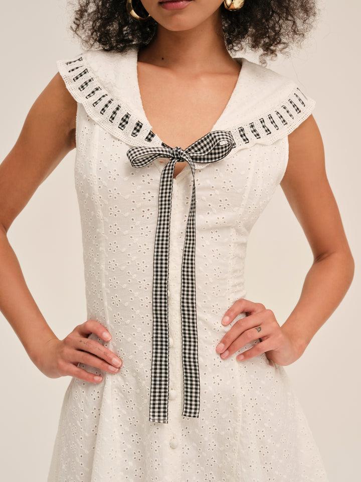 Rosie Ribbon Mini Dress — White Product Image