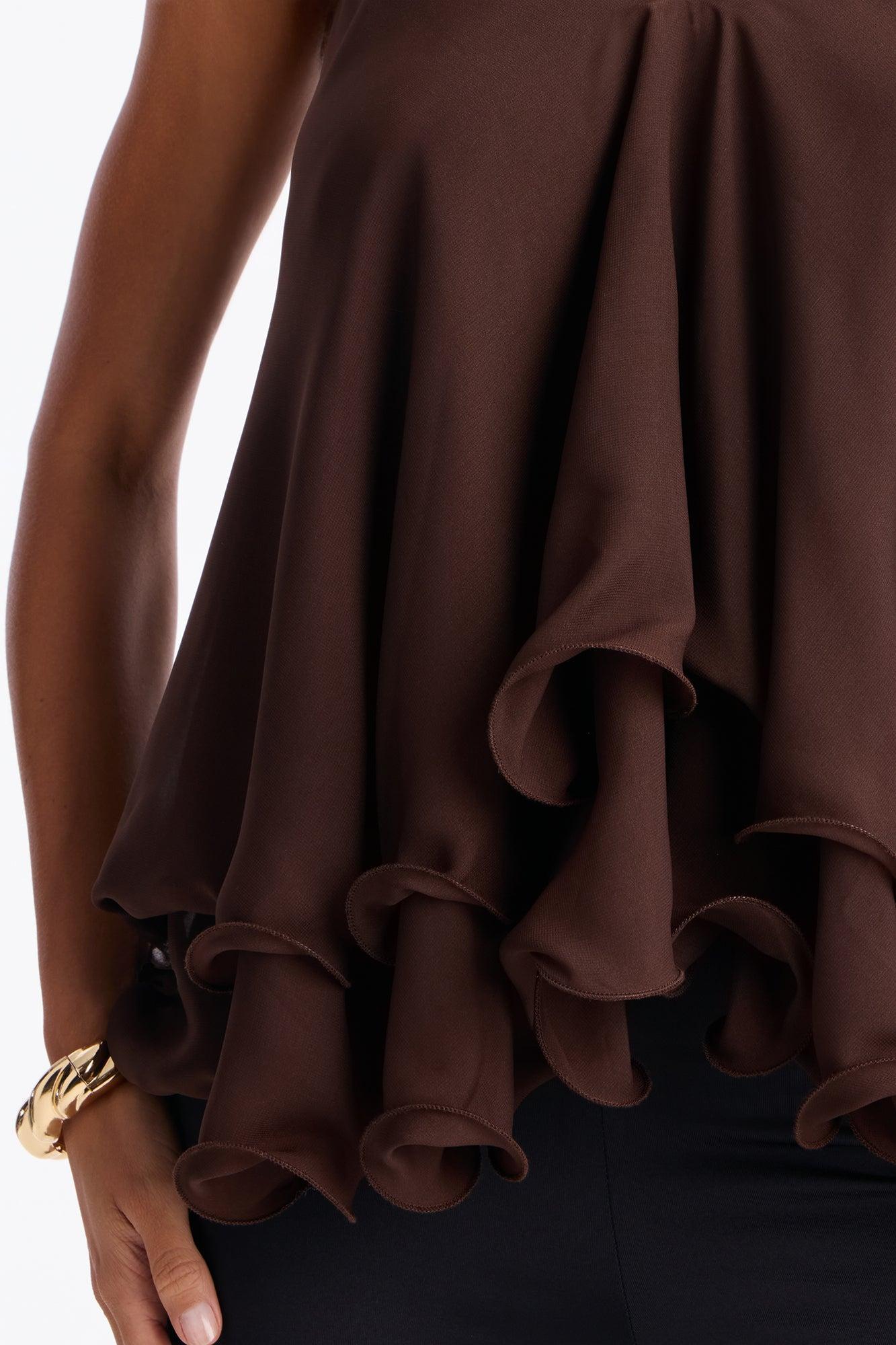 Nadia Ruffle Extreme Ruffle Cami Top - Brown Female Product Image