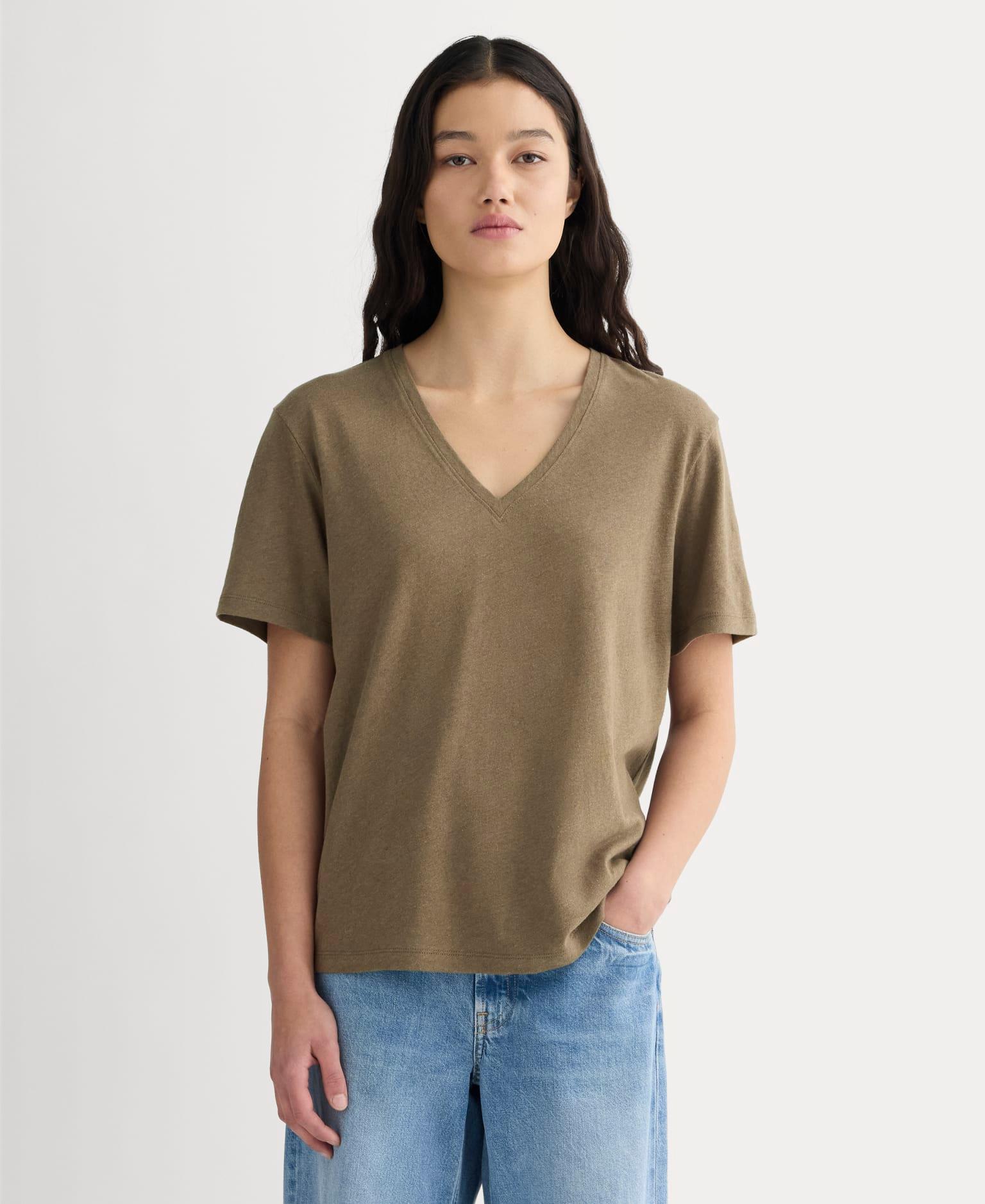 Womens Slouchy V-Neck T-Shirt in Cotton Linen by Everlane Product Image