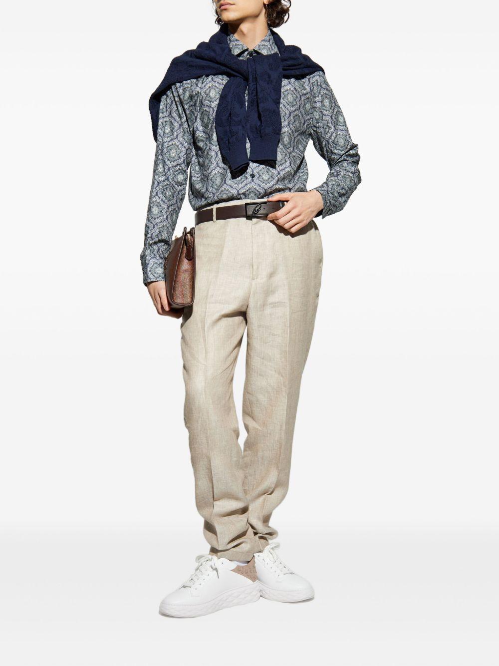 geometric-print long-sleeve shirt Product Image