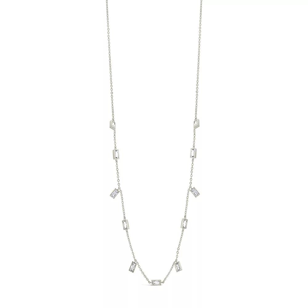 MC Collective Bezel Cubic Zirconia Charm Station Necklace, Women's, Size: 16-18" ADJ, Silver Tone Product Image