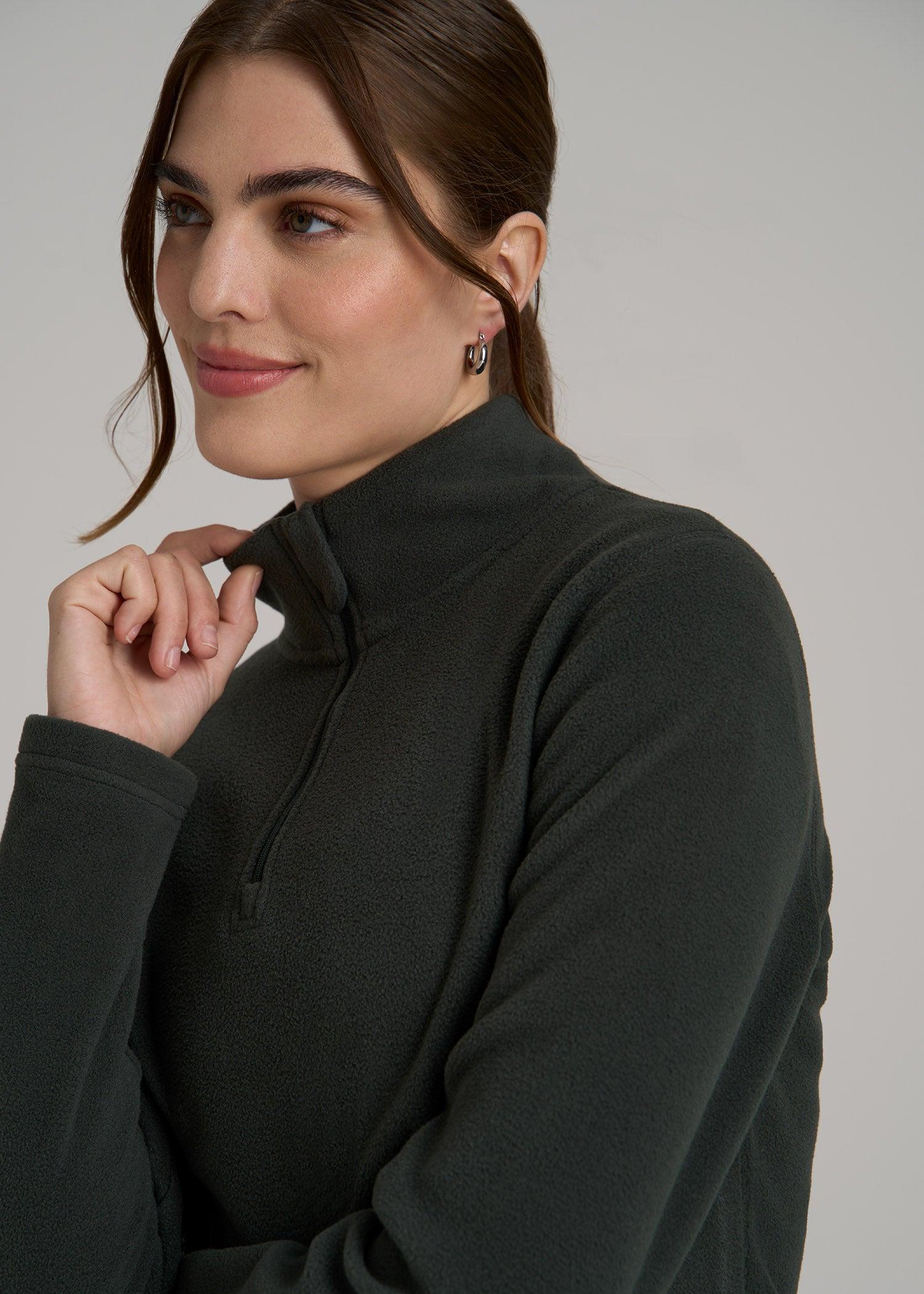 Half Zip Polar Fleece Pullover Sweater for Tall Women in Pine Grove Female Product Image