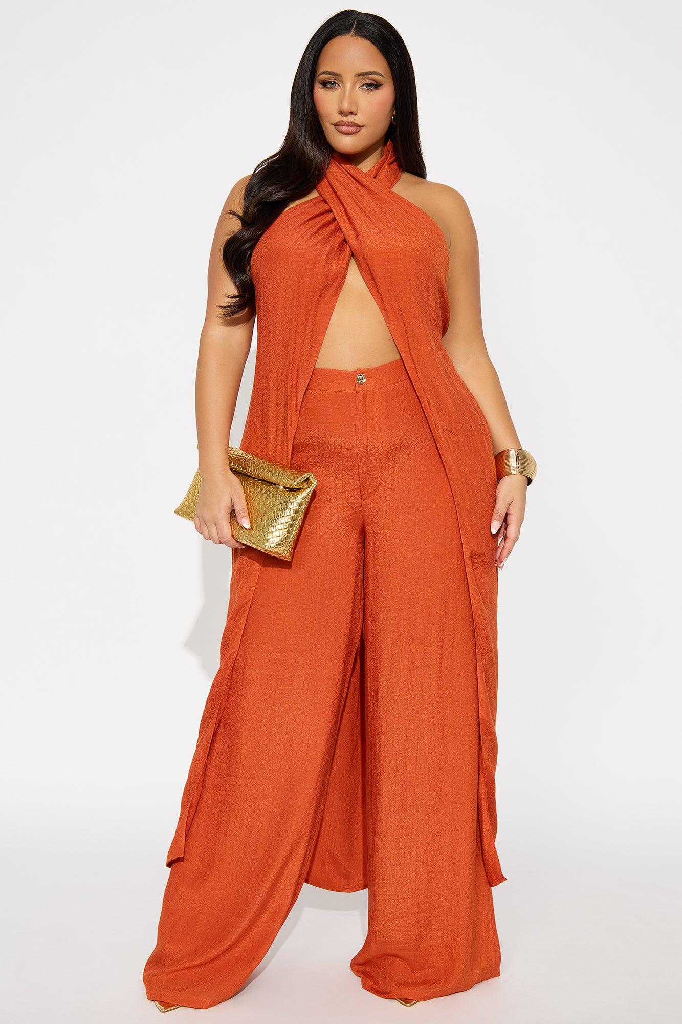 Angelic Vibes Linen Pant Set - Rust Female Product Image