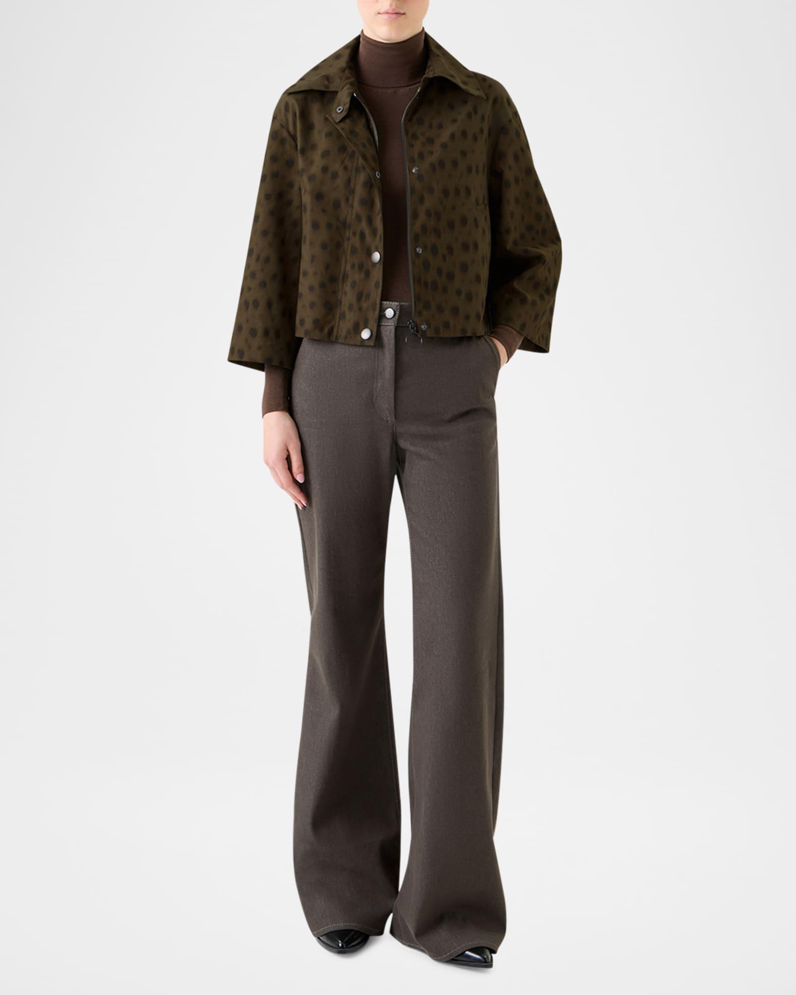 Leopard Brushed Techno Gabardine Short Parka Jacket Product Image