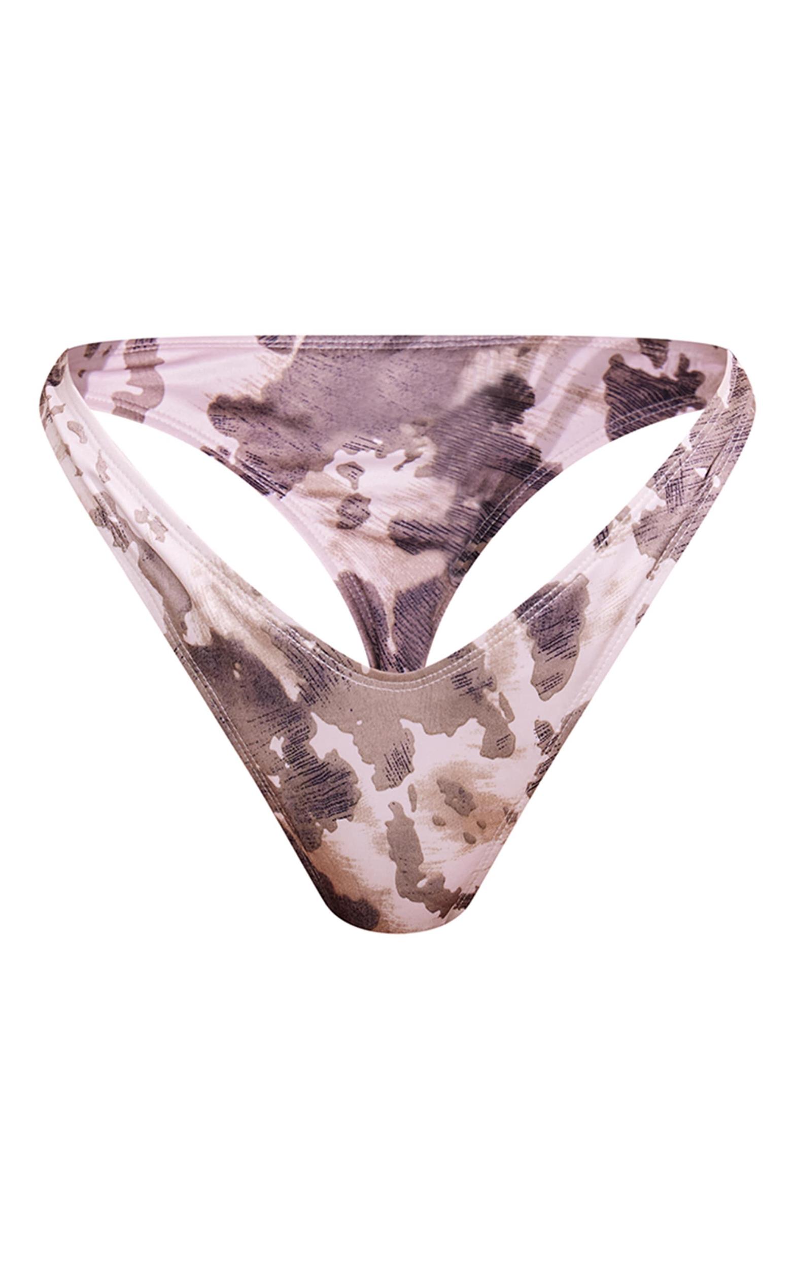 Brown Cow Print Mini Thong Bikini Bottoms Product Image