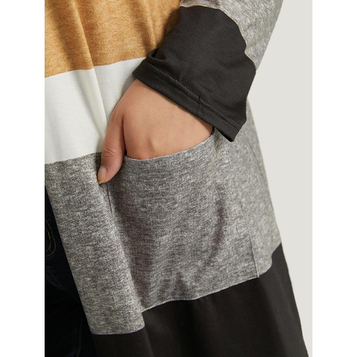 Plus Size Halloween Anti-Wrinkle Colorblock Contrast Pocket Open Front Kimono Women Multicolor Casual Contrast Pocket Dailywear Kimonos BloomChic 14-16/1X Product Image