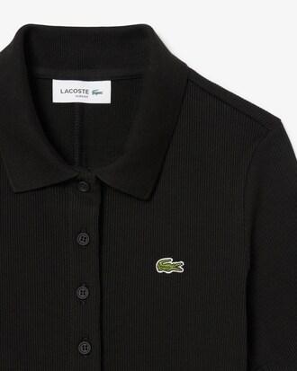 Long Ribbed Cotton Polo Dress Product Image