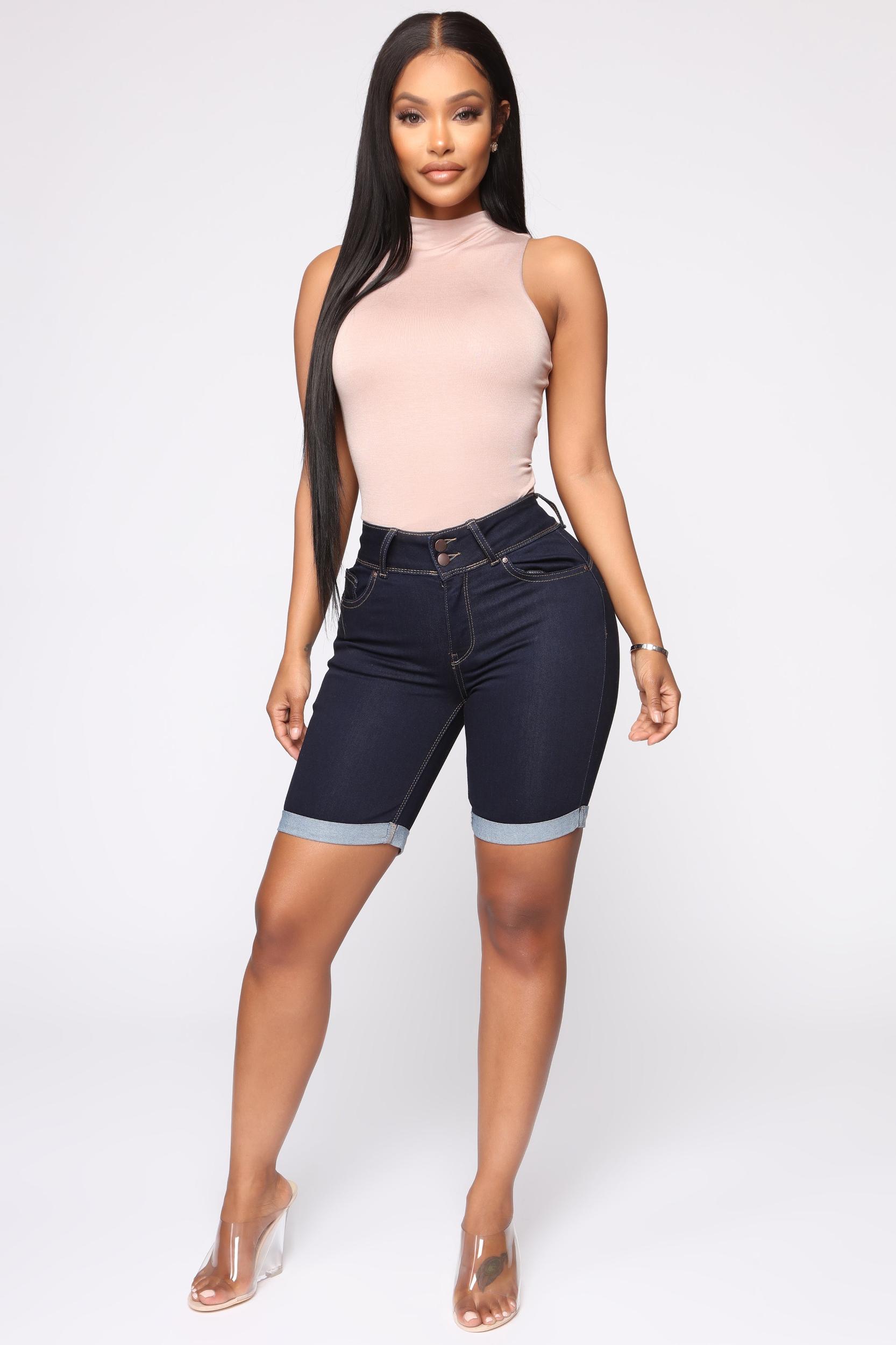 Lift Me Up Bermuda Shorts - Dark Denim Product Image