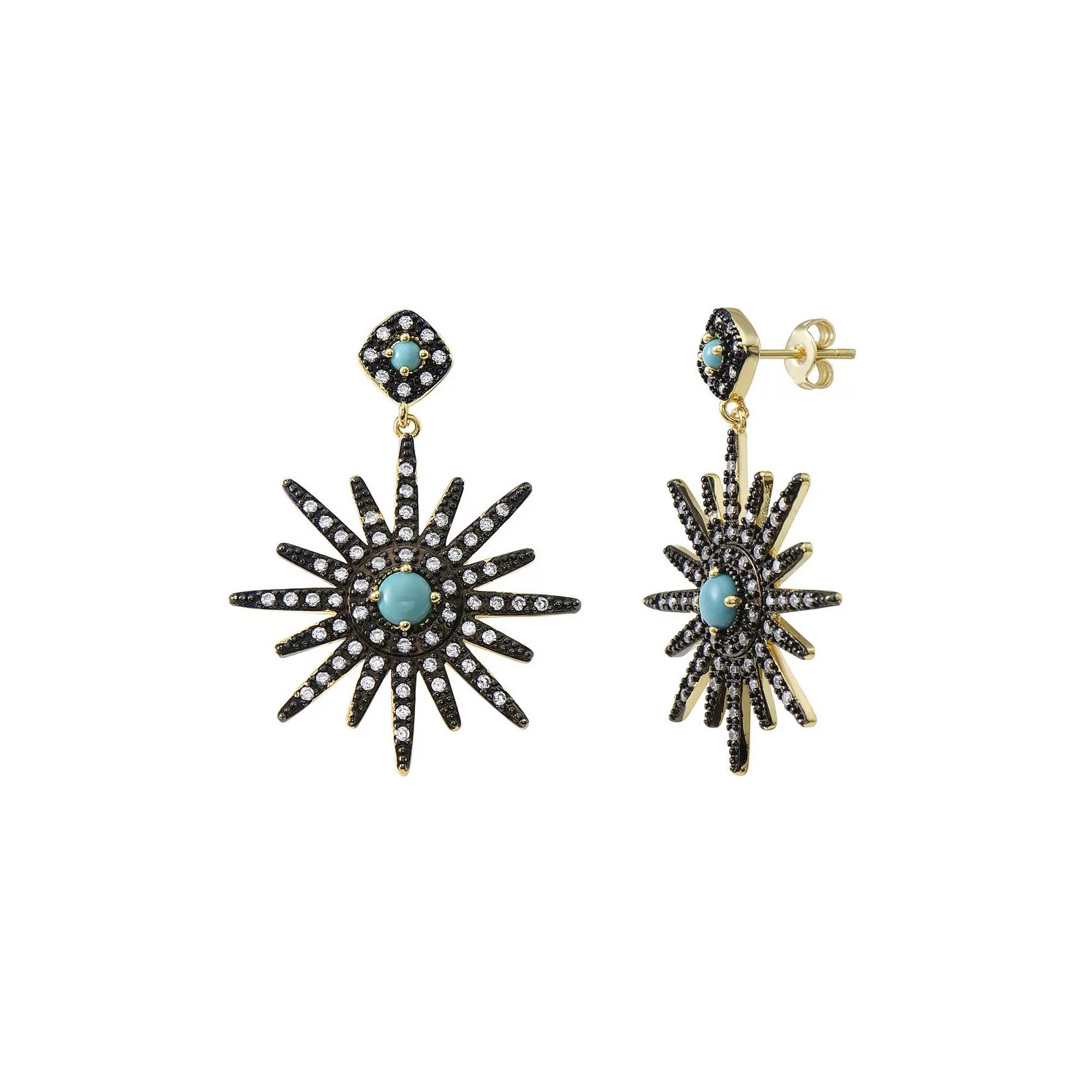 Adornia 14k Gold Plated Cubic Zirconia Starburst Earrings, Women's, Silver Tone Product Image