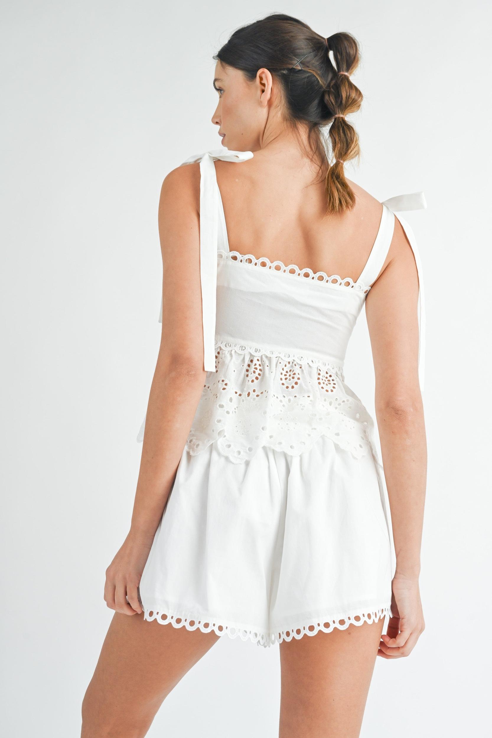 Eyelet Peplum Top & Shorts Set Product Image