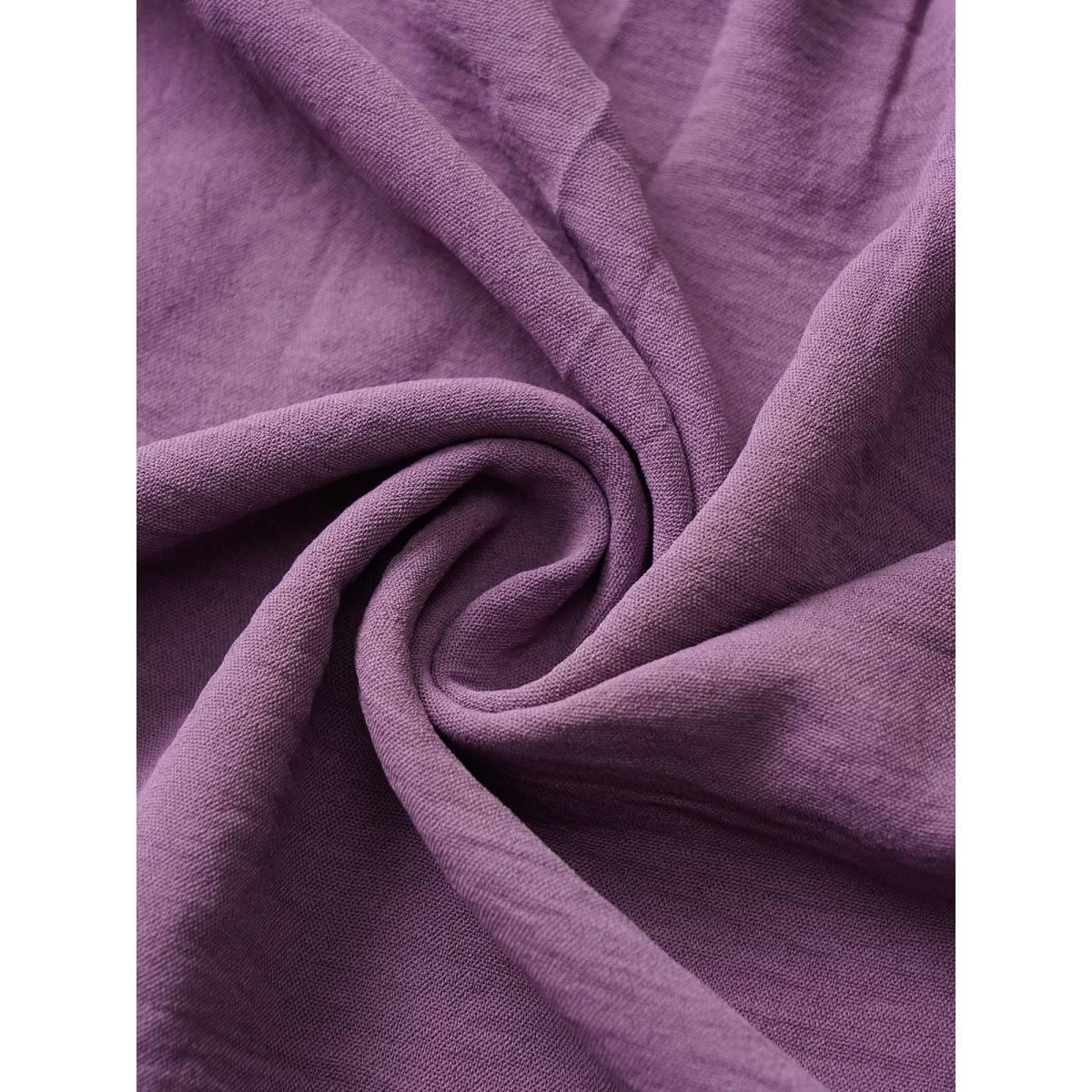 Plus Size Solid Ruched Raglan Sleeve Layered Hem Dress Mauve Women Elegant Elastic cuffs V-neck Long Sleeve Curvy Midi Dress BloomChic 12/L Product Image