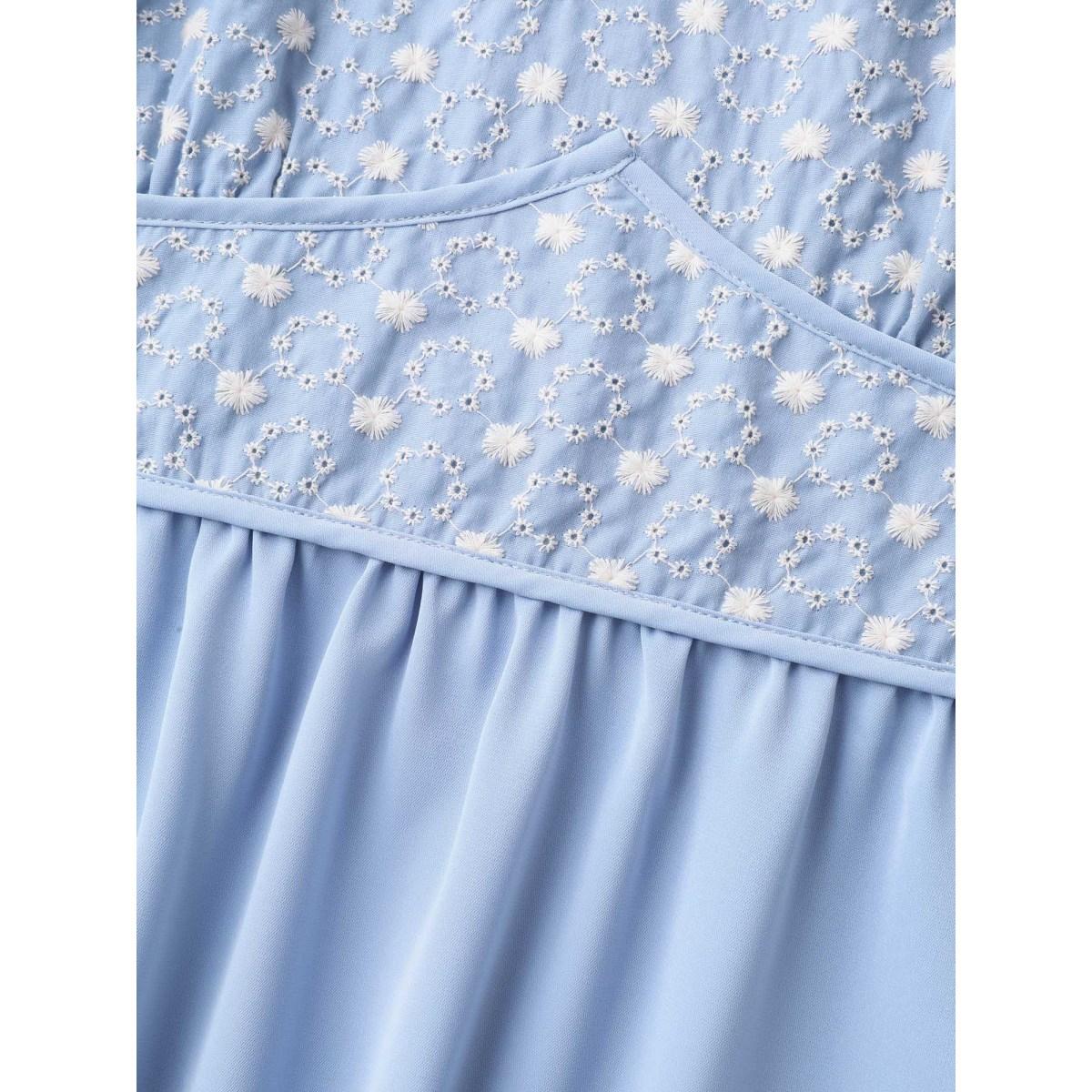 Plus Size Textured Cinched-Waist Pockets Maxi Dress LightBlue Women V-neck Sleeveless Curvy BloomChic 30/6X Product Image