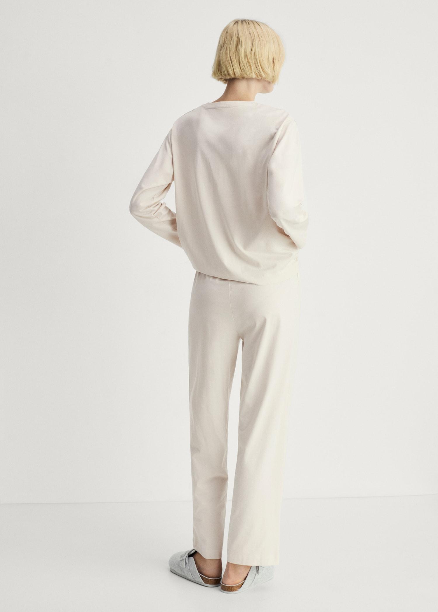 Two-piece plain cotton pajama set - Women | MANGO USA Product Image