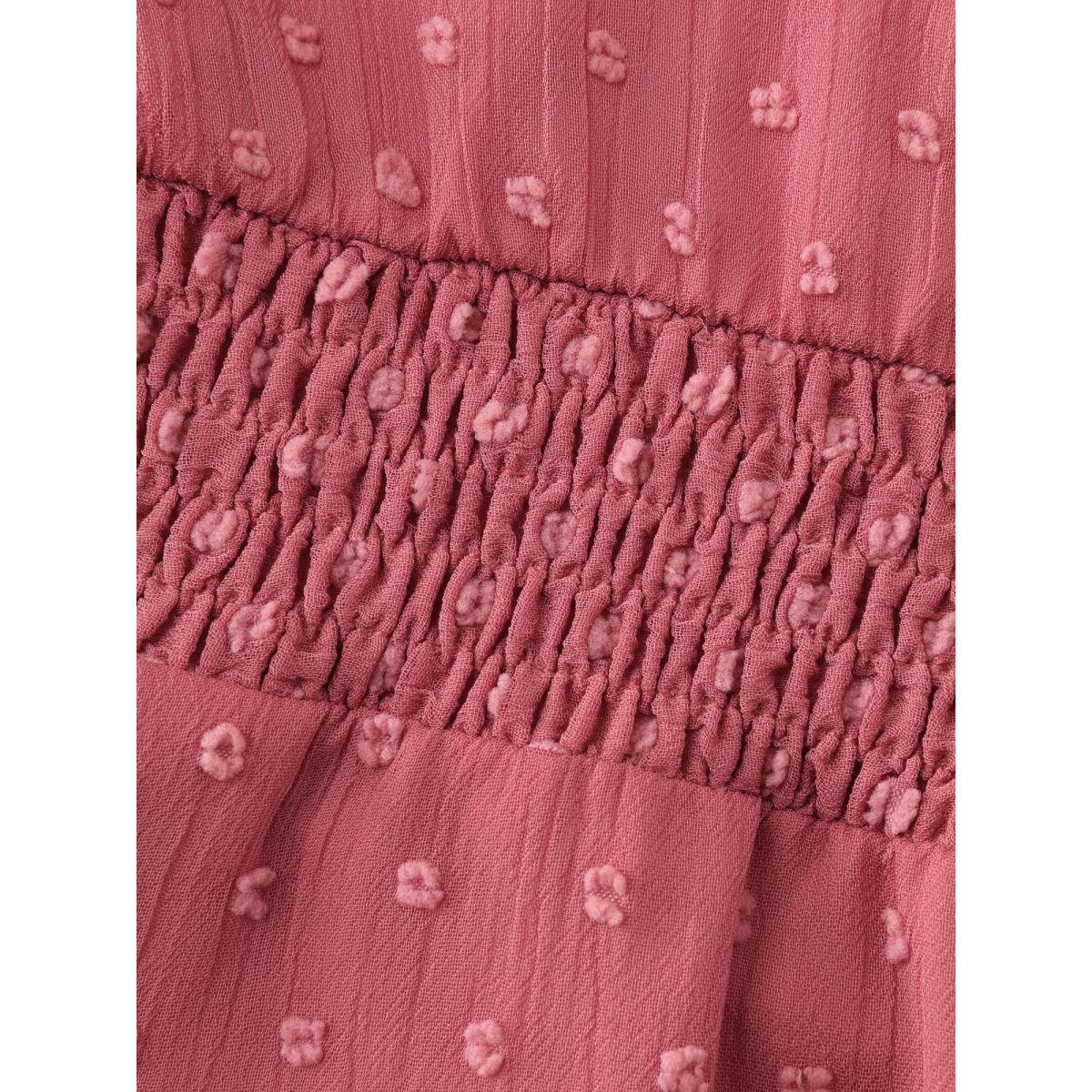 Plus Size Chiffon Texture V-Neck Shirred Waist Midi Dress Watermelon Women Timeless Texture Shirt collar Long Sleeve Curvy BloomChic 14-16/1X Product Image