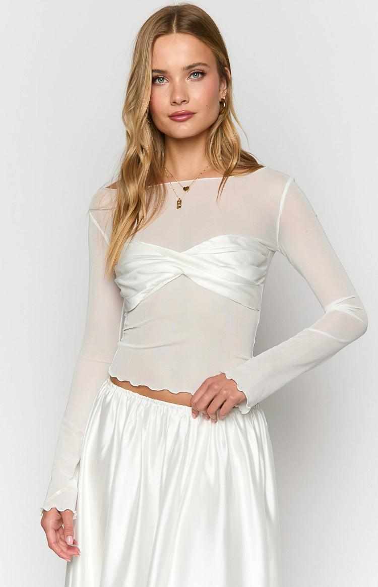 Alonza White Long Sleeve Top Product Image