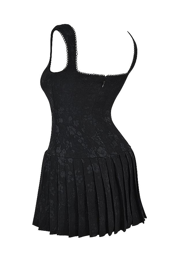 Talia  black pleated mini dress Product Image