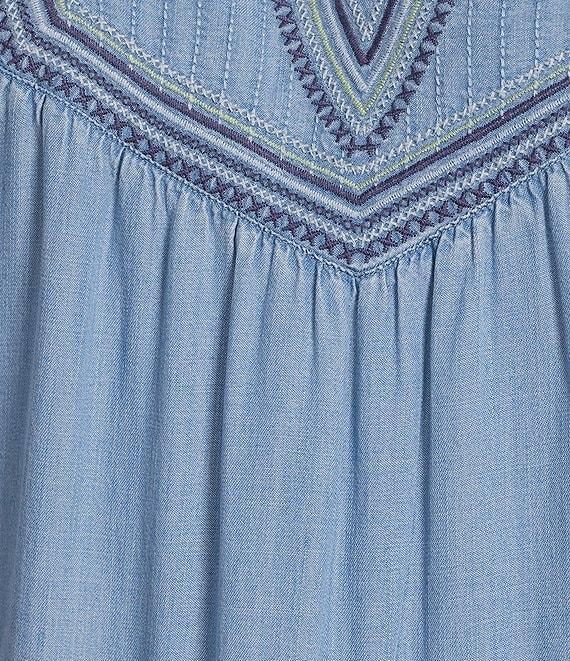 Nurture Elbow Sleeves Yoke V-Neck Midi Dress Product Image