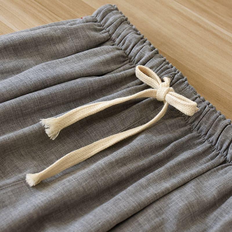 Couple Matching Drawstring Waist Plain Harem Pajama Pants (Various Designs) Product Image