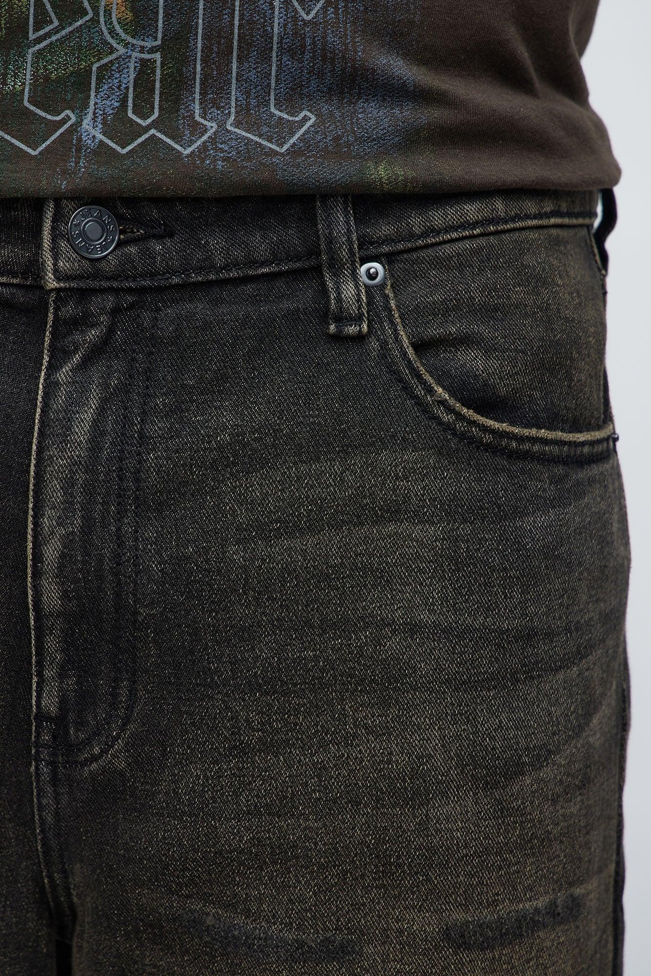 Stacked Slim Flare All Alone Distressed Jeans - Black Wash Male Product Image