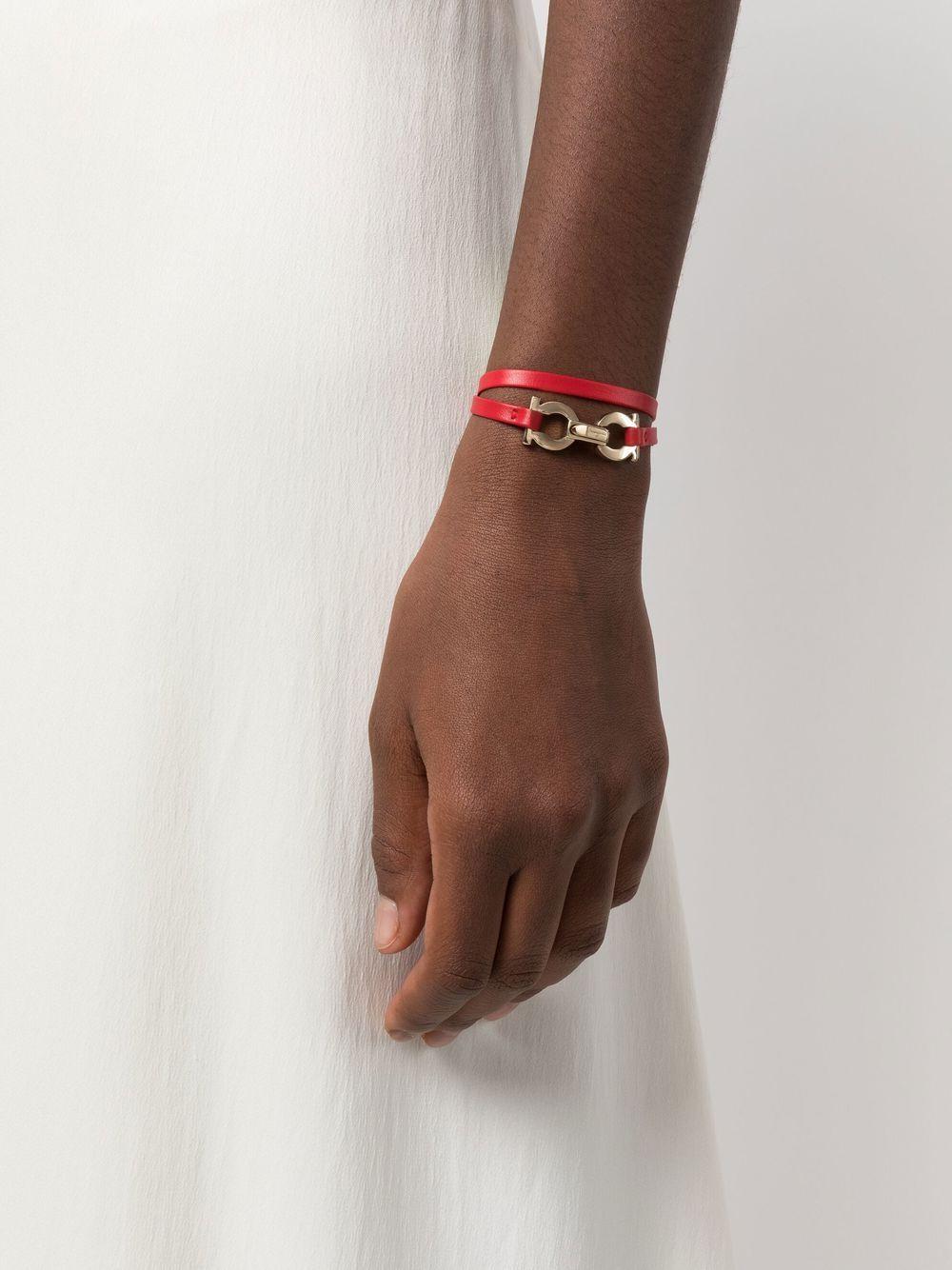 Gancini-plaque leather bracelet  Product Image