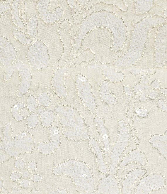 Honey and Rosie Embroidered Sequin Square Neck Spaghetti Strap Criss Cross Back Fit & Flare Dress Product Image