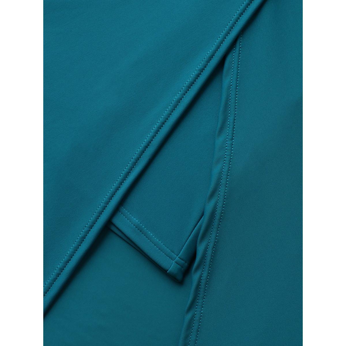 Plus Size Color Contrast Slit Swim Bottoms Women's Swimwear Teal Resort Contrast High stretch Bodycon High Rise Curve Swim Bottoms BloomChic 18-20/2X Product Image