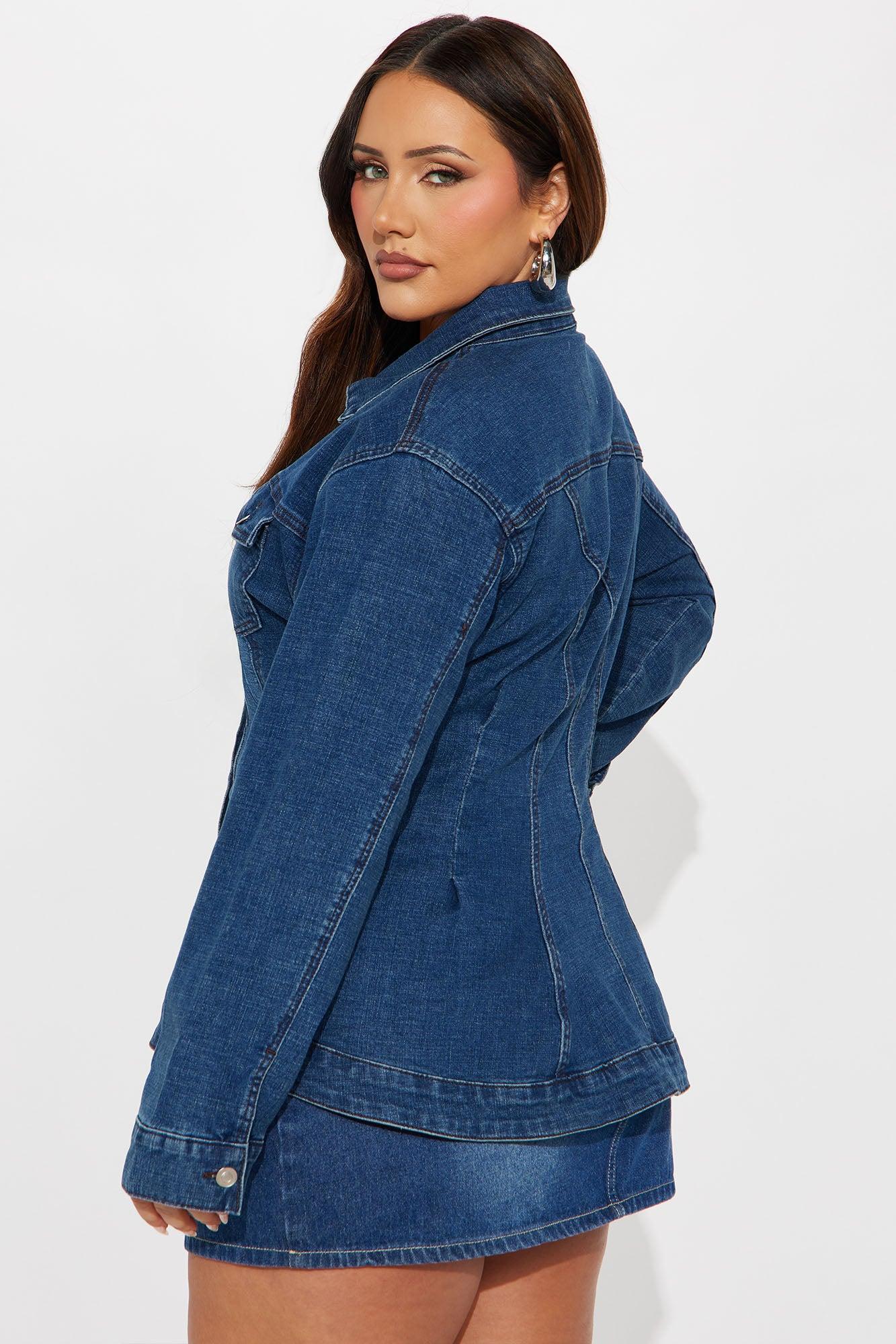 Focal Point Stretch Denim Jacket - Dark Wash Female Product Image