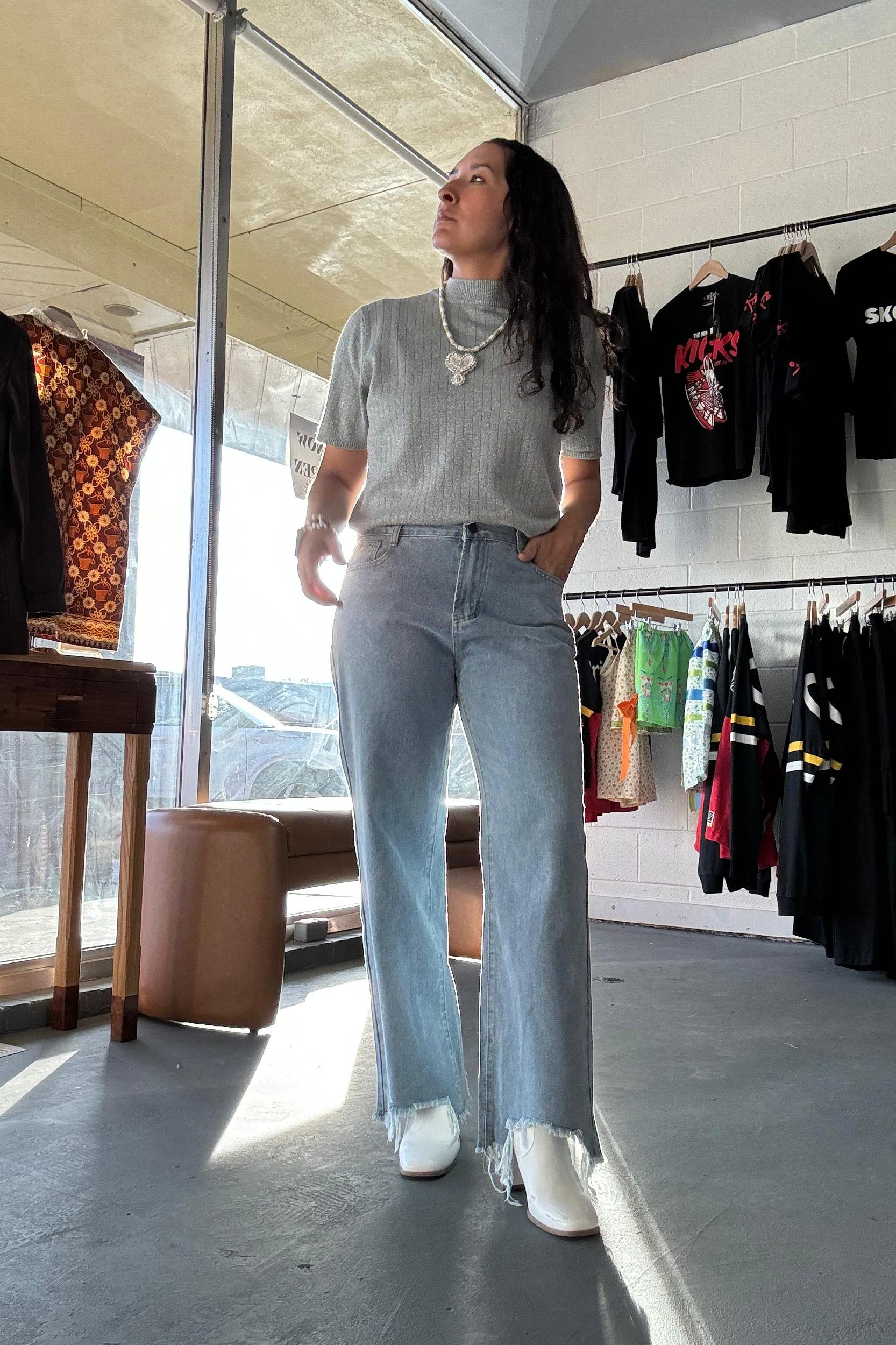 TRENDY WIDE LEG STRAIGHT LEG JEANS Product Image