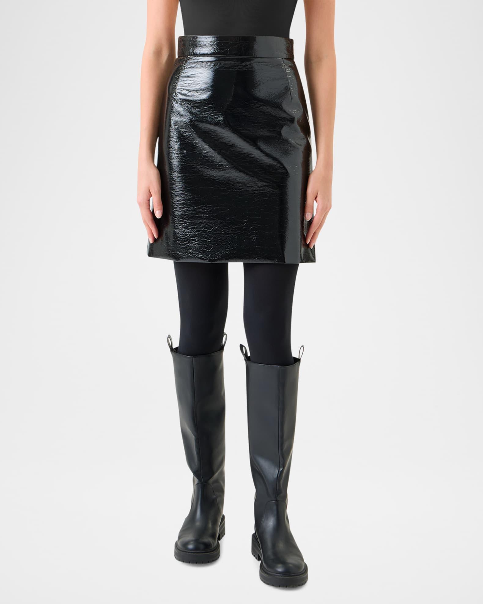 Crinkled Lacquered Mini Skirt Product Image