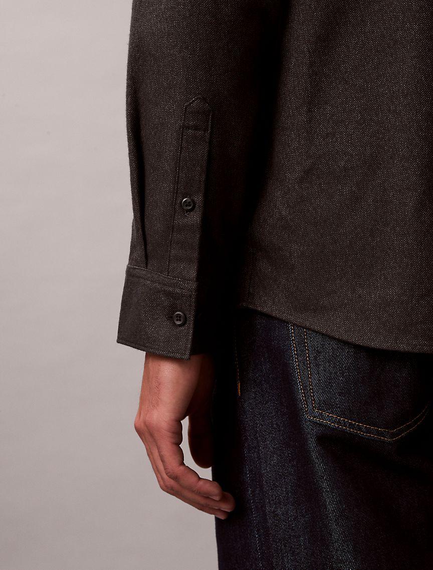 Melange Flannel Relaxed Button-Down Shirt Product Image