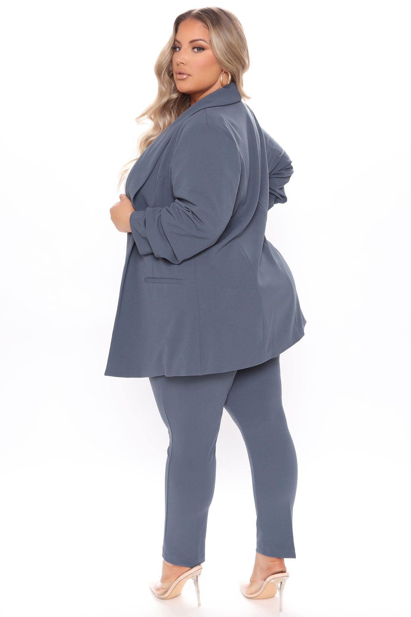 Business Classy Blazer Pant Set - Blue Product Image