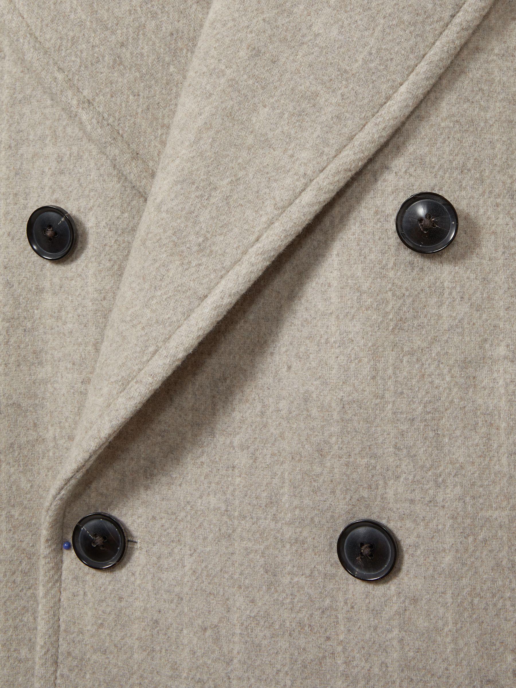 Wool-Blend Pinstripe Pea Coat in Oatmeal Product Image