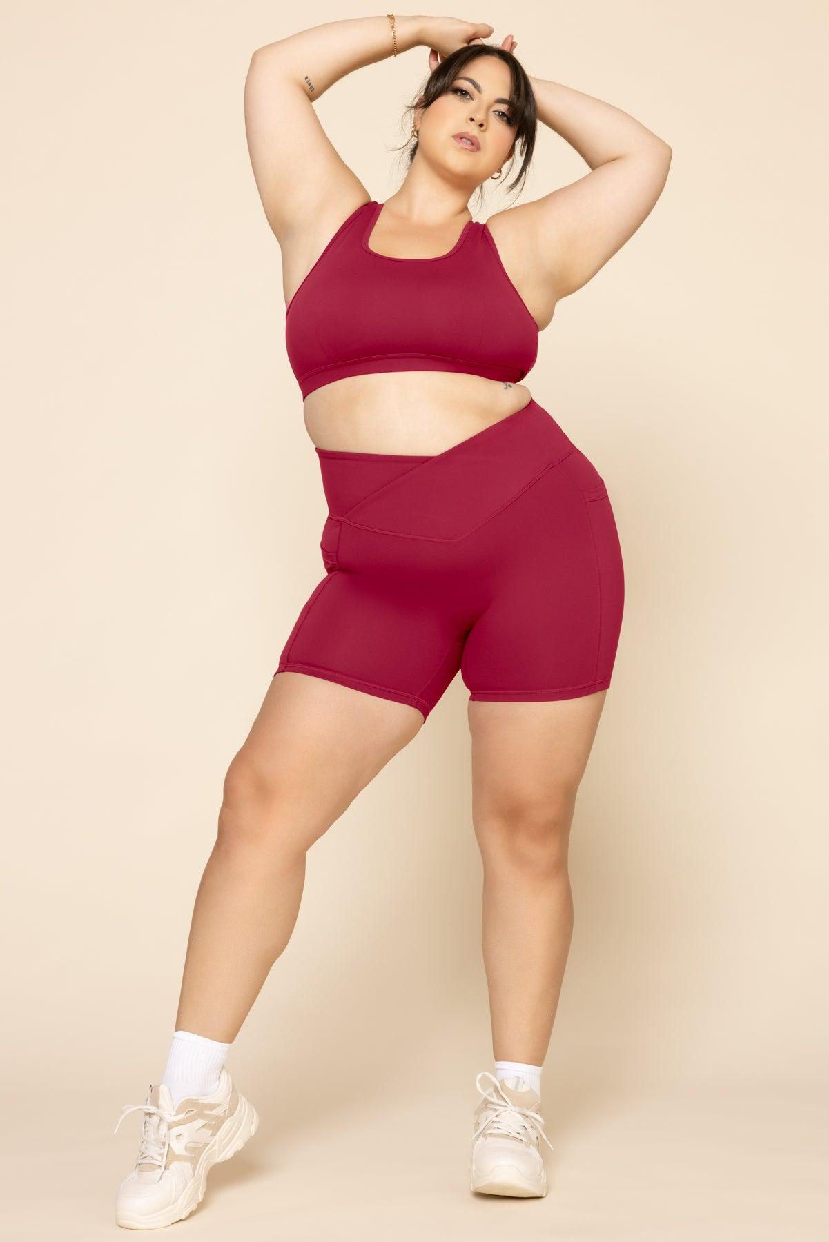 Crisscross Hourglass® Midi Shorts with Pockets - Ruby Product Image