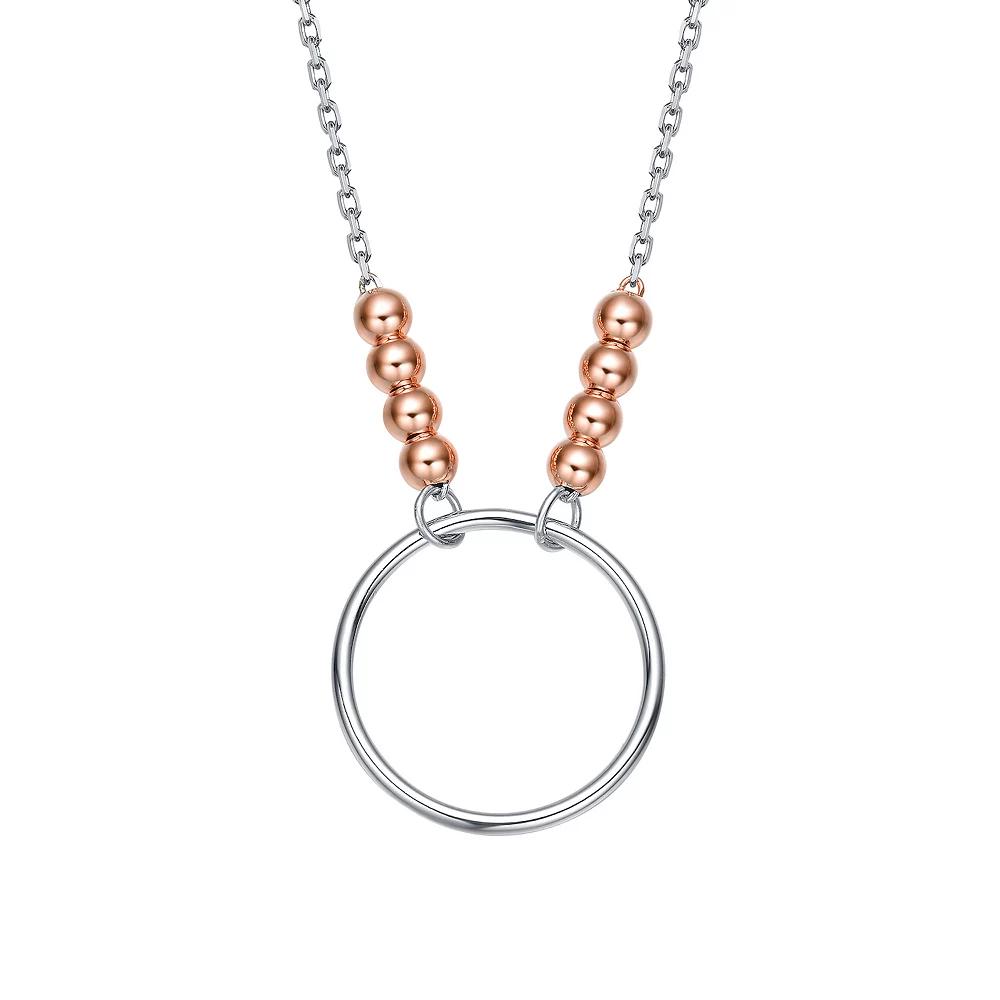 Two Tone Sterling Silver Bead Circle Necklace, Womens Product Image