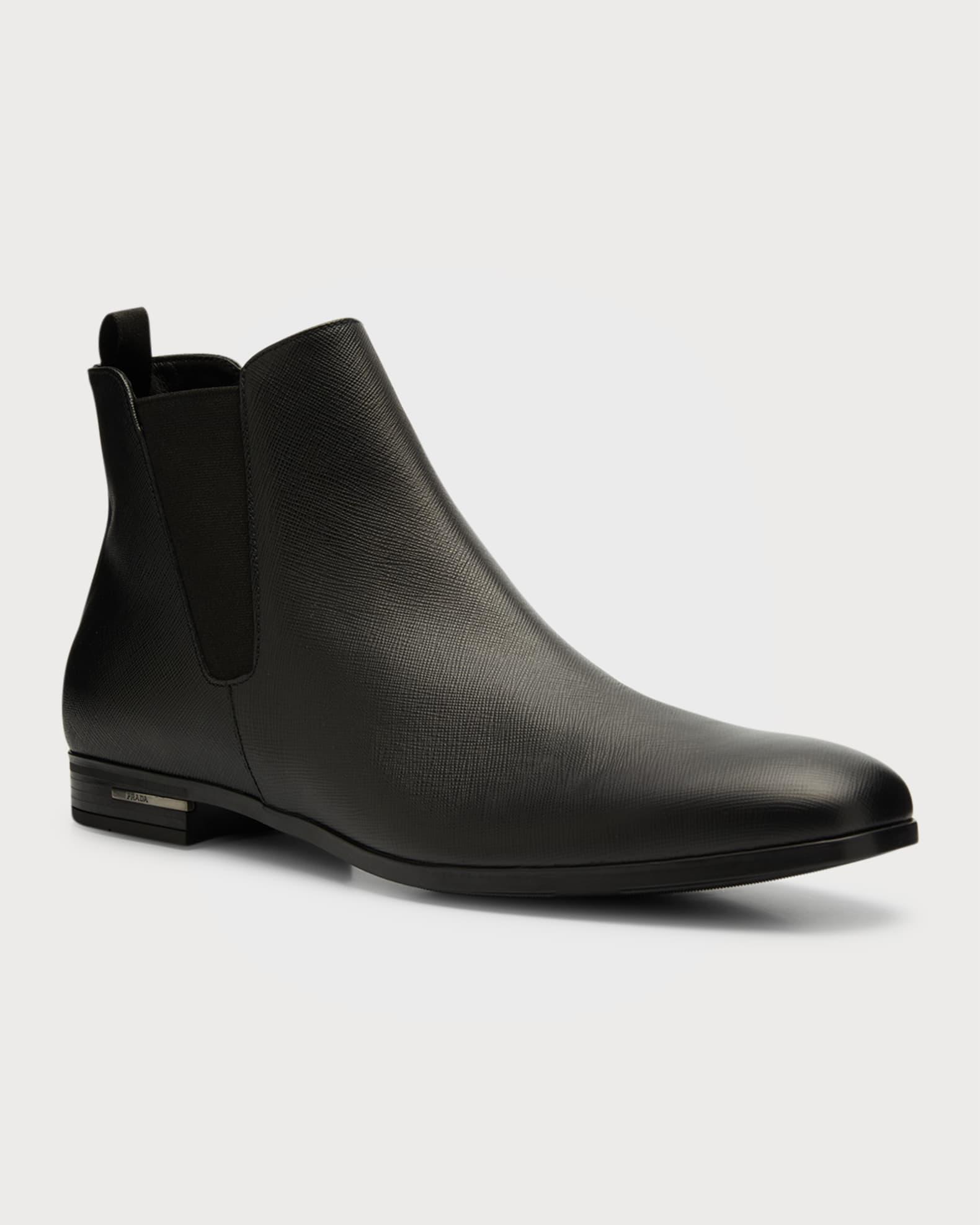 Saffiano Leather Chelsea Boots Product Image