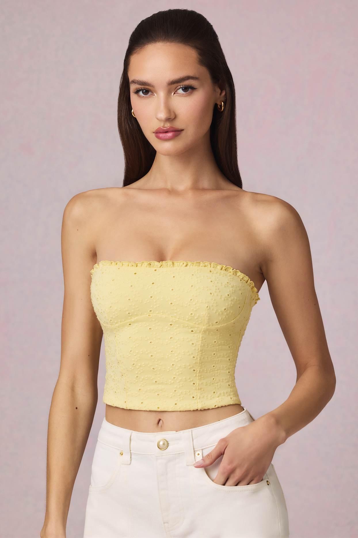 Broderie Anglaise Camisole Top in Lemon Yellow Product Image