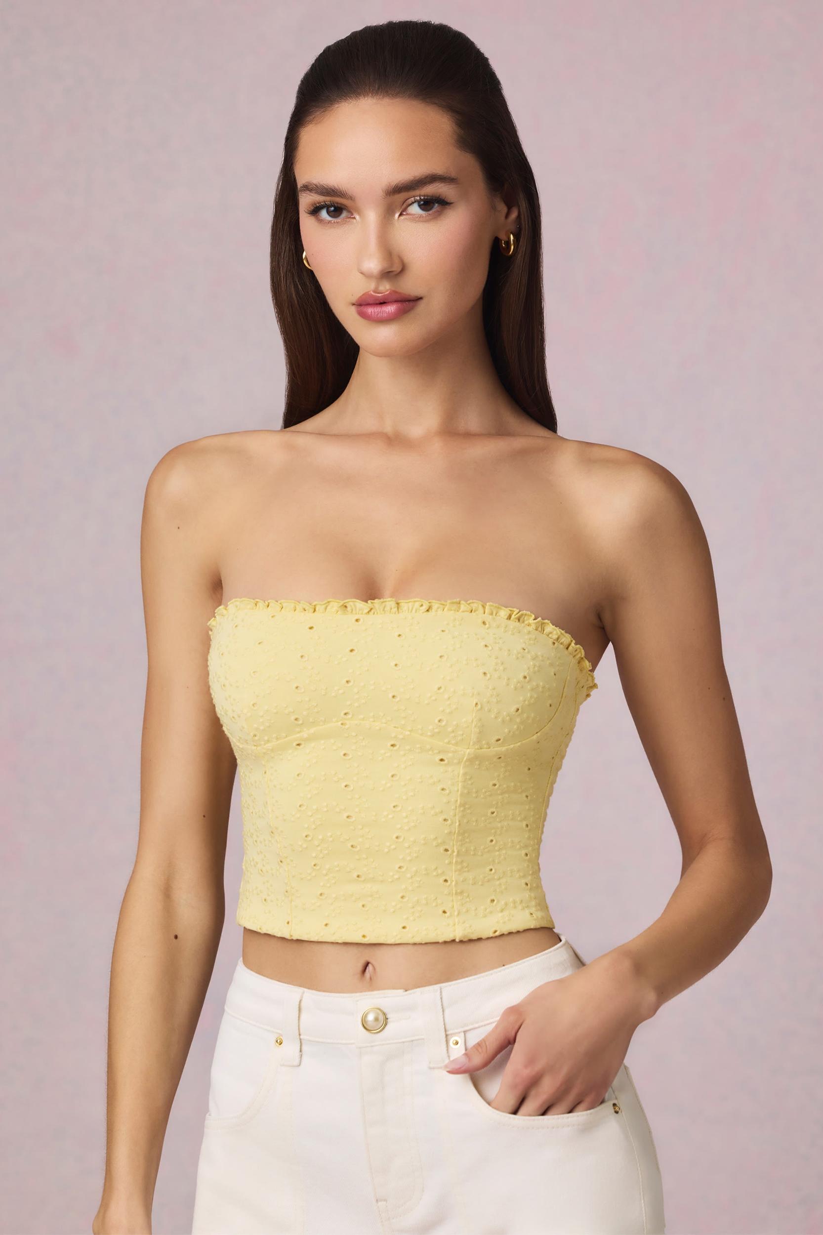 Broderie Anglaise Camisole Top in Lemon Yellow Product Image