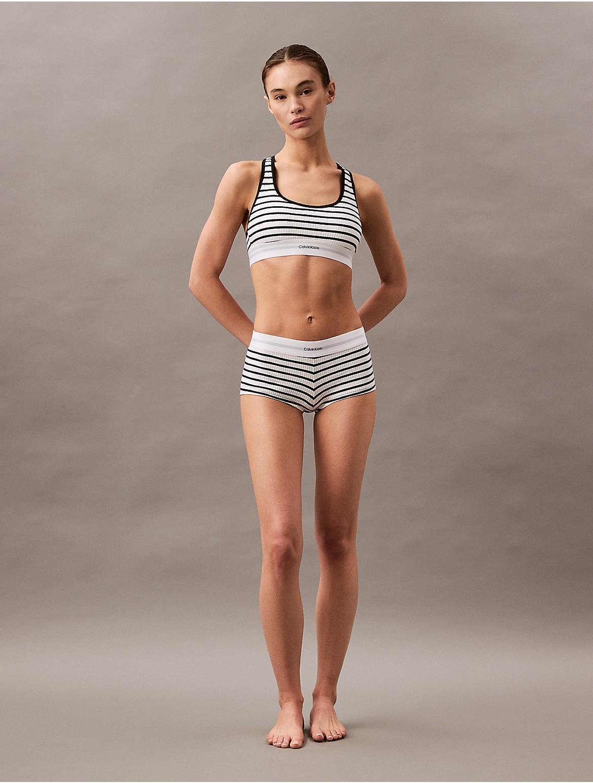 Calvin Klein Womens Cotton Modal Stretch Rib Boyshort - White Product Image