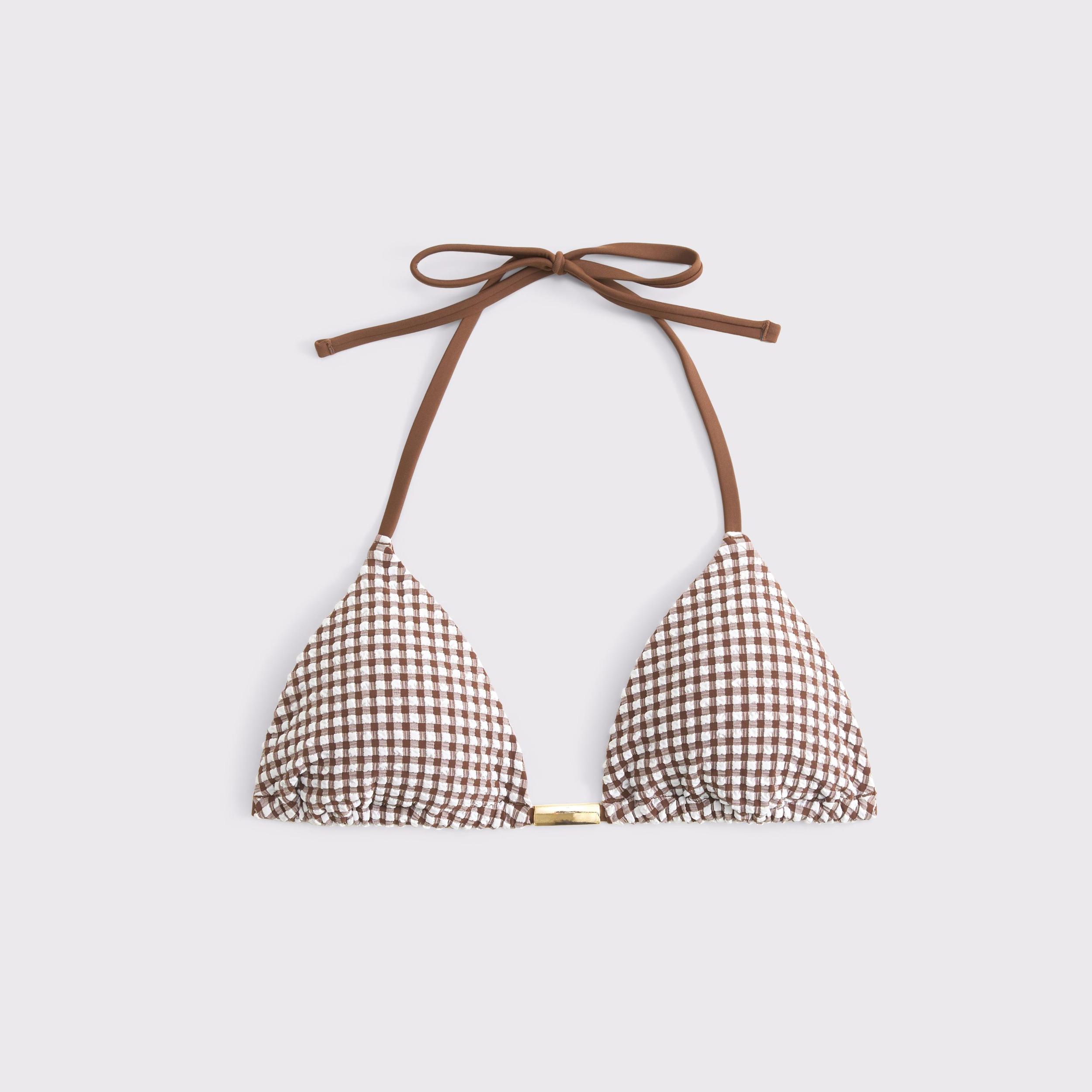 Beaded Halter String Triangle Bikini Top Product Image